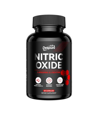 Nitric Oxide Booster Supplement for Men: Elevate Muscle Pumps with L-Arginine Energy Blend Enhance Endurance and Improve Circulation Support Heart Health 60 Capsules