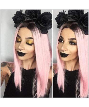BGHJUE AFRICAN WIG Pink Straight Hair Lace Front Human Hair Wigs for Black Women Pre Plucked Hairline Lace Front Wig Brazilian Remy Hair
