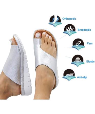 Creev Women's PU Leather Sandals - Comfortable Platform Flat Sole Orthopedic Toe Correction (EU 40-41) - Buy Online on GoSupps.com