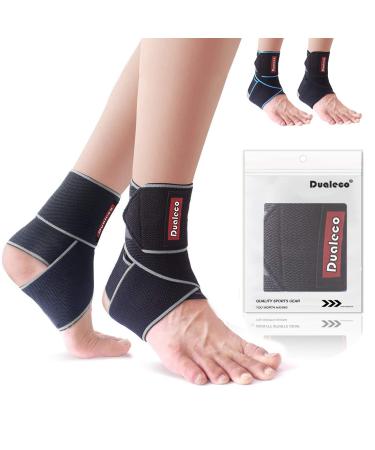 Dualeco Ankle Support 1 Pair Adjustable Ankle Support Brace for Women/Men/Kids Elastic Compression Ankle Strap Ankle Support for Sprained Ankle/Ligament Damage/Achilles Tendon/Weak Ankles/Sports Grey-1 Pair - Buy Online on GoSupps.com