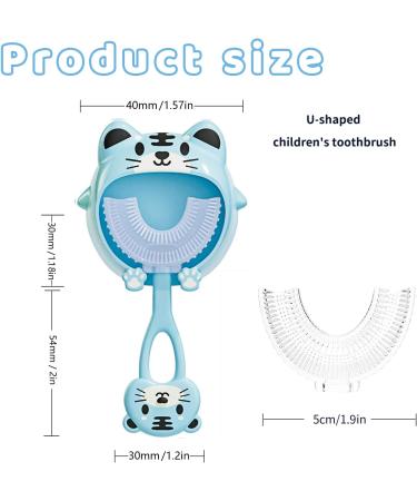 Lebocado U-Shape Children's Toothbrush - Silicone Bristles for Ages 2-6 | Complete Cleaning - Tiger Blue - Buy Online on GoSupps.com