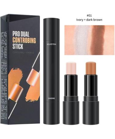 2 in1 Contouring Stick Double Headed Facial Highlighter and Contouring Stick 3D Face Brightens & Shades Makeup Stick Long-Lasting Highlighting Contouring Foundation Makeup Stick/l - Buy Online on GoSupps.com