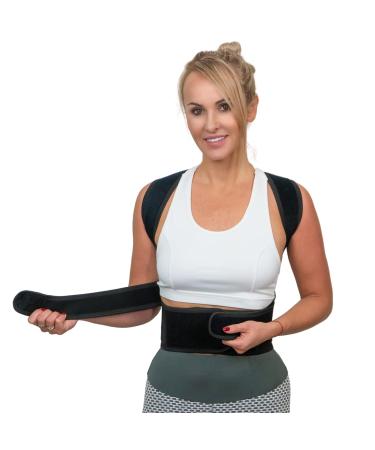 A&X Bravo Posture Corrector - Adjustable Lumbar Support Brace for Men and Women - Relieves Back & Shoulder Pain - Black XXL - Buy Online on GoSupps.com