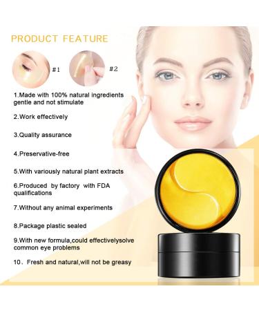Golden Under Eye Patches - 30 Pairs Eye Gels with Amino Acids & Collagen | Rejuvenate Dark Circles & Puffy Eyes - Travel-Friendly Anti-Wrinkle Treatment - Buy Online on GoSupps.com