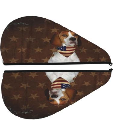 English Pointer Dog Vintage American Flag Microfiber Hair Towel - Soft Absorbent & Fast Drying Hair Wrap for Women & Girls - Buy Online on GoSupps.com