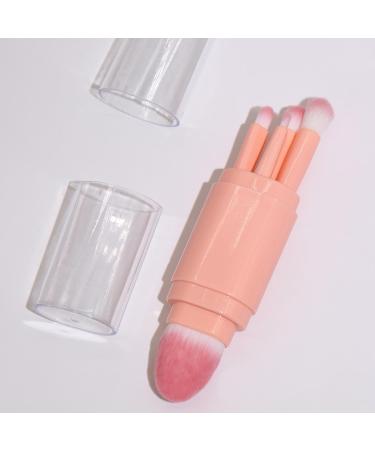 Retractable Makeup Brush 5 In 1 Cute Makeup Brush Set | All In 1 Cute Set Portable Face Cosmetic Brushes For Eyeshadow Eyebrow Eyeliner Blending Pink - Buy Online on GoSupps.com