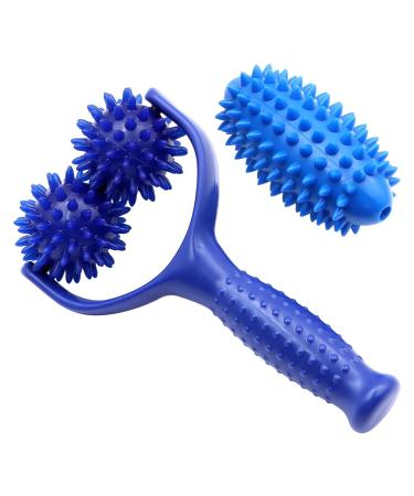 Wilsonzin massage roll hedgehog ball massage roller set massage balls massage scooter massager fascia ball interchangeable massage rolls with handles for legs back arms shoulders