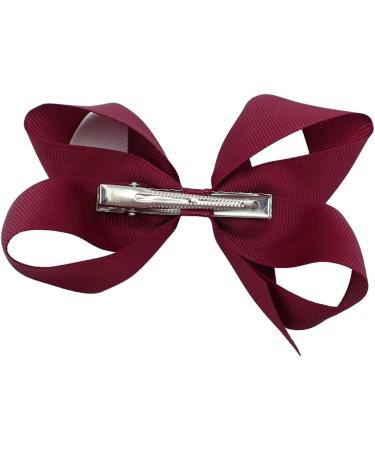 Topkids Accessories 12cm Ribbon Hair Bows Hair Clip Hair Bows for Girls Hair Clips Women Girls Hair Clips Girls Hair Accessories Hair Bows Clips Crocodile Clips Hair Bows (Burgundy) - Buy Online on GoSupps.com