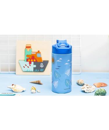 Zak Designs Baby Shark 14 oz Stainless Steel Kids Water Bottle - Vacuum Insulated, Flip-Up Straw Spout, Locking Cover - Durable Cup for Sports or Travel - Buy Online on GoSupps.com