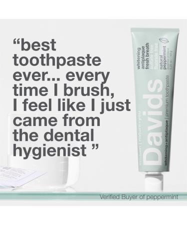 Davids Fluoride Free Toothpaste Teeth Whitening Antiplaque Promotes Enamel Health Mouth & Gum Detox EWG Verified Natural Peppermint - 5.25 Oz - Pack Of 3 - Buy Online on GoSupps.com
