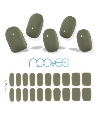 NOOVES NOOVES 20 Sheets Olive Green Nail Gel Sheets - Premium Semi-Cured Nail Polish Gel Nail Stickers 1 Nail File and 1 Orange Stick Vegan