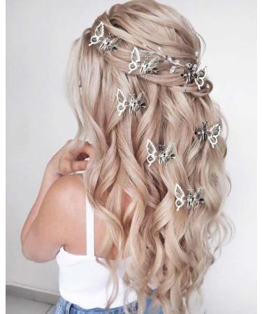 DEEKA 12 PCS 3D Moving Butterfly Hair Clips - Silver Butterfly Hair Accessories for Women and Girls - Buy Online on GoSupps.com