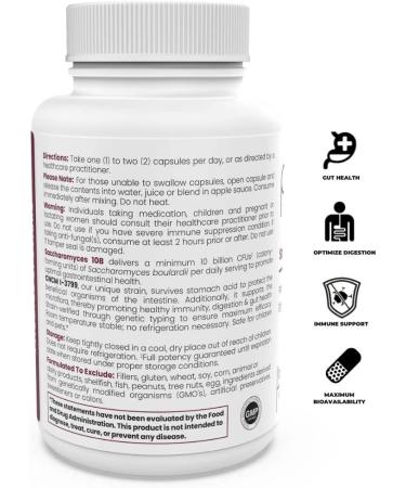 Pure TheraPro Rx Saccharomyces 10B Probiotic Capsules | 10 Billion CFU | Patented Strain CNCM I-3799 | Probiotics for Men and Women - 120 Count - Buy Online on GoSupps.com