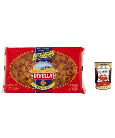 Italian Gourmet E.R. Divella Pasta Pack of 4 packs of 100% Italian squid pasta No. 46 500g pasta + 400g Italian Gourmet polpa