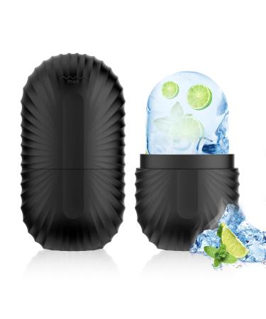 Ice Roller for Face and Eye Reusable Silicone Ice Facial Roller Ice Holder Face Ice Mold Skin Care Ice Cube Roller for Shrink Pores Anti Wrinkle Reduce Puffiness Black