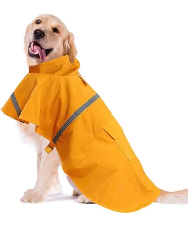 OCSOSO Waterproof Dog Jacket with Hood | Reflective Raincoat for Medium Dogs | Perfect Fit for Dog Harnesses - Orange - Buy Online on GoSupps.com