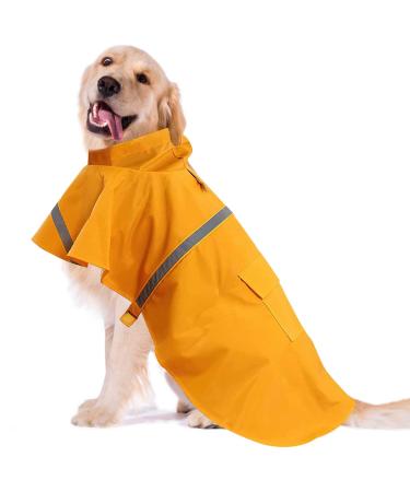 OCSOSO waterproof doggel raincoat dog with hood fit dog harness light and reflective hundredth coat rain protection dog jacket and coat for large dog (orange xxl)