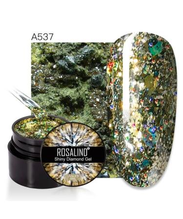 Rosalind 5ml Shiny Gel Nail Polish Painting Nail Art Vernis Semi Permanent Diamond Glitter Polish UV Nail Gel Top Coat Manicure - (Color: A537)