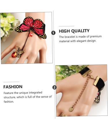 COHEALI 1pc Butterfly Ring Bracelet Rings for Teen Girls Wrist Chain Wristband with Finger Ring Jewelry Miss - Buy Online on GoSupps.com