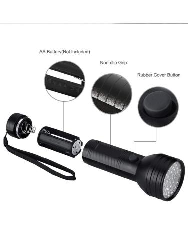 UV Black Light 51 LEDs Flashlight - Mini UV Detector for Pet Urine Scorpion and Fake Banknotes - 395nm Ultraviolet Torch - Buy Online on GoSupps.com