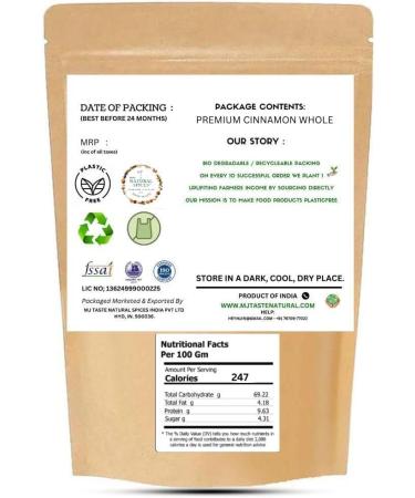 MJ TASTE NATURAL Ground Cinnamon Spice 100% Raw & Natural Sticks | Dalchini Perfect for Baking Cooking & Beverages | Plastic Free (100g - 3.52oz) - Buy Online on GoSupps.com