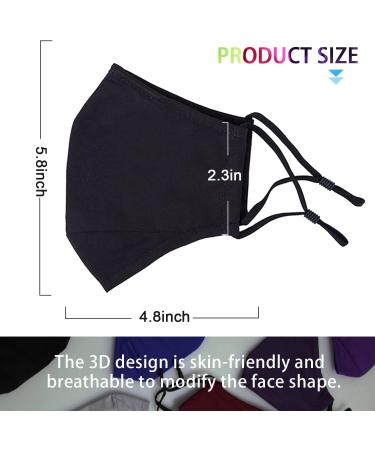 PAGE ONE Reusable Cloth Face Masks - Adjustable & Breathable Cotton - 6PC Black Navy Gray Wine Red Purple Khaki - for Women Men - Buy Online on GoSupps.com