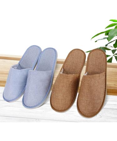 Buy Tianmao 5 Pair Spa Slippers | Linen Disposable Guest Slippers - Comfort for Hotels Spas & Travel - 3 Brown 3 Blue - Buy Online on GoSupps.com