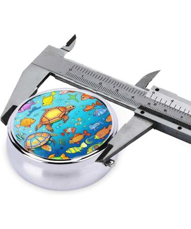 Shop Turtle & Fish Round Pill Box - 3 Compartment Portable Organizer for Travel | International Shipping Available - Buy Online on GoSupps.com