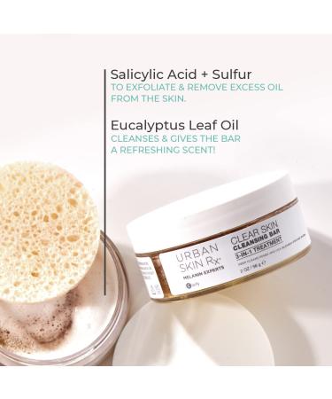 Urban Skin Rx Clear Skin Cleansing Bar - 3-in-1 Daily Cleanser, Exfoliator & Mask with Salicylic Acid, Eucalyptus, and Sulfur - 2.0 Oz - Buy Online on GoSupps.com