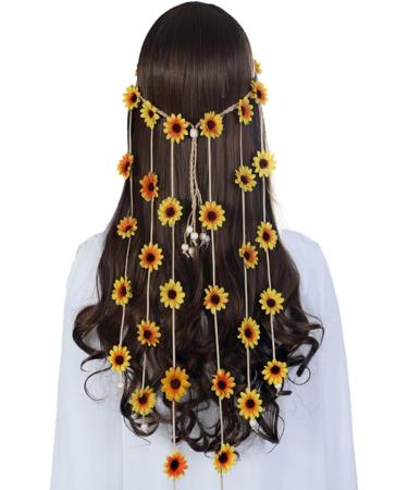 Bohemian Sunflower Hairband Floral Crown Headdress Hippie Headband Bridal Headpiece for Party Decoration Wedding Cosplay Costume - Buy Online on GoSupps.com