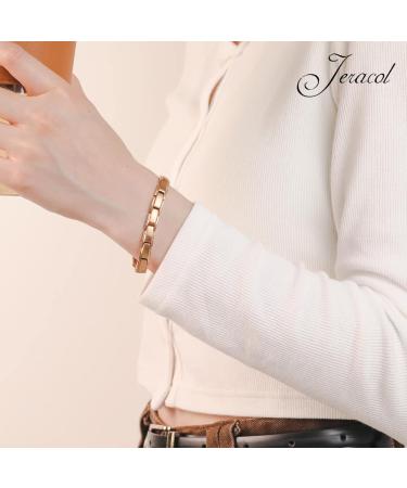 Jeracol Titanstahl Magnetic Arm Band for Women - 3500 Gauss Adjustable Bracelet with Gift Box | Stylish Magnetic Jewelry in Rose Gold - Buy Online on GoSupps.com