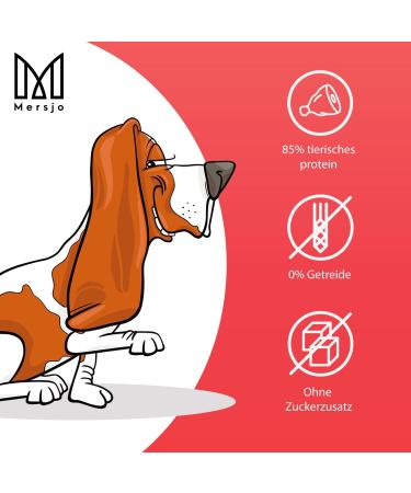 Mersjo Hundeleckerli - 85% High Meat Content Grain & Sugar-Free Dog Treats Natural Chewing Aid Beef Kabanos 500g - Healthy Delicacies for Daily Use - Buy Online on GoSupps.com