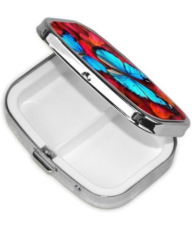 Beautiful Butterflies Compact Pill Case - Cute 2 Compartment Travel Pill Organizer for Pocket & Purse Gifts - Buy Online on GoSupps.com