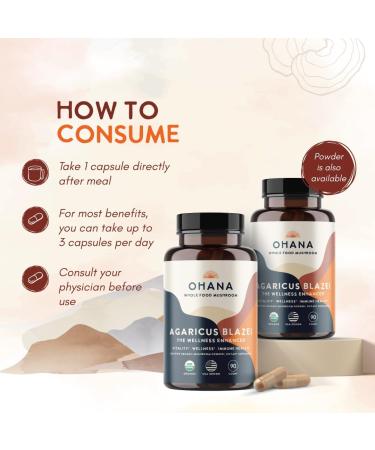 Ohana Agaricus Blazei Organic Mushrooms Blend USDA-Organic Whole Food Mushroom Supplement Non-GMO Gluten-Free 90-Capsule Bottle Pack of 1 Agaricus blazei Capsules 1 Count (Pack of 1) - Buy Online on GoSupps.com