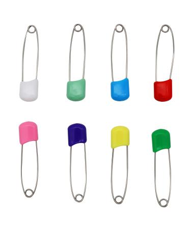 8 pcs Diaper Pins Nappy Pins Safety Lock Stainless Steel Plastic Head Safety Pins Plastic Head Hold Clip Locking Cloth Bib Diapers Pins for Baby Child Infants Kids