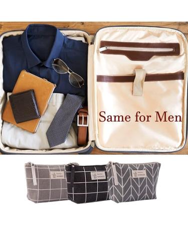 Shop Multifunctional Canvas Makeup Bag Set - 2 Portable Cosmetic Bags for Travel Office & School - Black/Gray Checkered - Buy Online on GoSupps.com