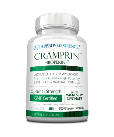 Approved Science Cramprin - Leg Cramp Supplement - 60 Natural Tablets - Includes B-Sci Magnesium Glycinate and Chamomile - 1 Month Supply 60 Count (Pack of 1)