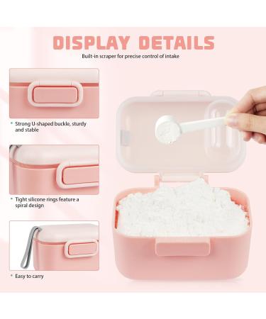 Aolso Baby Milk Powder Dispenser 400ml - Pink | Formula Dispenser with Silicone Ring Cover and Spoon | Travel-friendly Milk Powder Storage Container - Buy Online on GoSupps.com