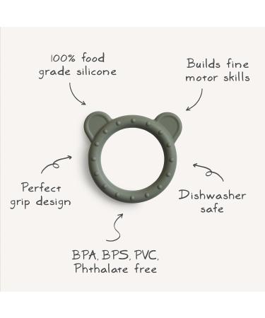 Mushie BPA-Free Silicone Bite Ring for Babies | Enhances Visual & Motor Skills | Safe Toddler Accessories | B r Design Natural Bear - Buy Online on GoSupps.com