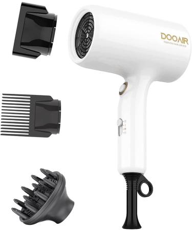 Professional Ionic Hair Dryer with Diffuser - DOOAIR 1875W, Travel Size, Constant Temperature Hair Care - White - Buy Online on GoSupps.com