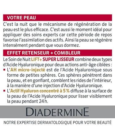 Diadermine - Lift+ Super Smoother - Night Face Cream - Face Care - Anti-Wrinkle Filling Care - Micro-Injected Hyaluronic Acid and Active Hyaluron - 50 ml Jar - Buy Online on GoSupps.com