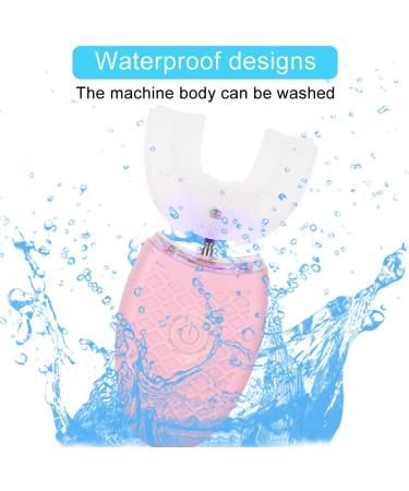 Rechargeable Electric Sonic U-Shaped Adult Toothbrush - 4 Modes, IPX7 Waterproof, Food Grade Silicone Brush Head - Pink - Buy Online on GoSupps.com