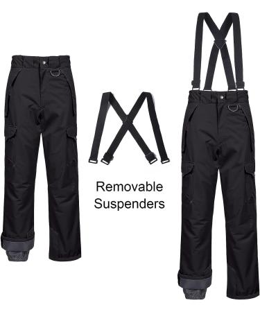 CREATMO US Men's Waterproof Insulated Ski Bibs | XX-Large Black Snow Pants for Winter Snowboarding - Buy Online on GoSupps.com
