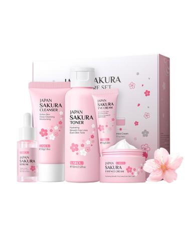 Rosard Sakura skin care set for teenage girls and women facial care set gifts set for face cleaning & care moisture and anti-aging (5-pc.)