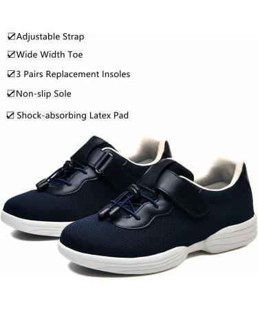 Women's Diabetic Sneakers - Extra Wide Orthopedic Slip-On Shoes with Arch Support, Adjustable Closure, and Cushioning - Blue, Size 8 - Buy Online on GoSupps.com