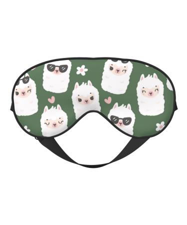Alpaca Faces Print Sleep Eye Mask Blindfold with Elastic Strap Headband Soft Eye Cover Eyeshade for Night Sleeping Travel