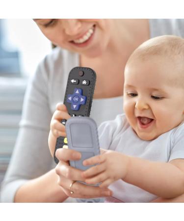 JIECH Remote Teether Toys 2 Pack for Babies 0-12 Months | Soft Silicone Teething Toys for Infant Toddlers | BPA Free Chew Toys | Early Educational Sensory Toy (Black+Gray) - Buy Online on GoSupps.com