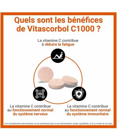 VITASCORBOL - Compl ment alimentaire base de vitamine C - Ac rola - 100% Naturelle - Fatigue et syst me immunitaire - Programme 30 jours - 30 comprim s croquer - Buy Online on GoSupps.com