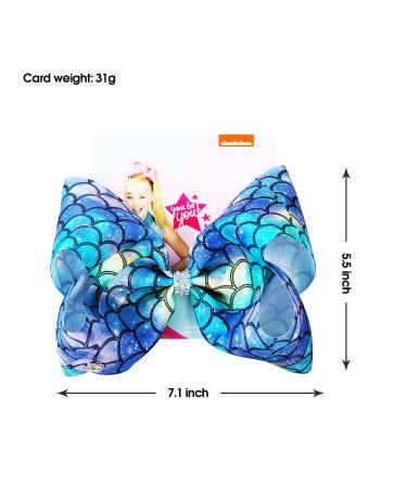 Siwa Style 8 Inch Mermaid Hair Bows for Girls - Alligator Clips Hair Barrettes - Xmas Gift - Buy Online on GoSupps.com