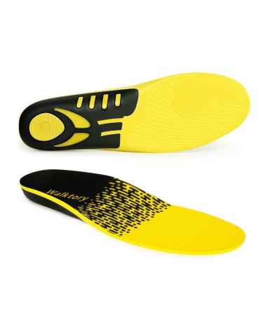 Plantar Fasciitis Relief Shoe Insoles Arch Support Insoles Running Athletic Gel Shoe Inserts for Flat Feet Pronation Heel&Foot Pain Yellow Men's10.5-11/Women's11-11.5